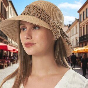 Women’s Wide Brim Straw Sun Hat  UV Protection